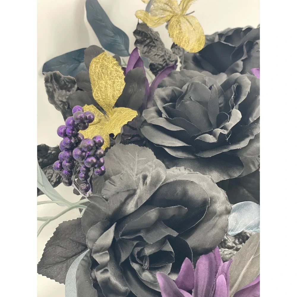 Lot of 32 Gothic Halloween Floral/Wreath/Pumpkins Black Purple Gold Decor